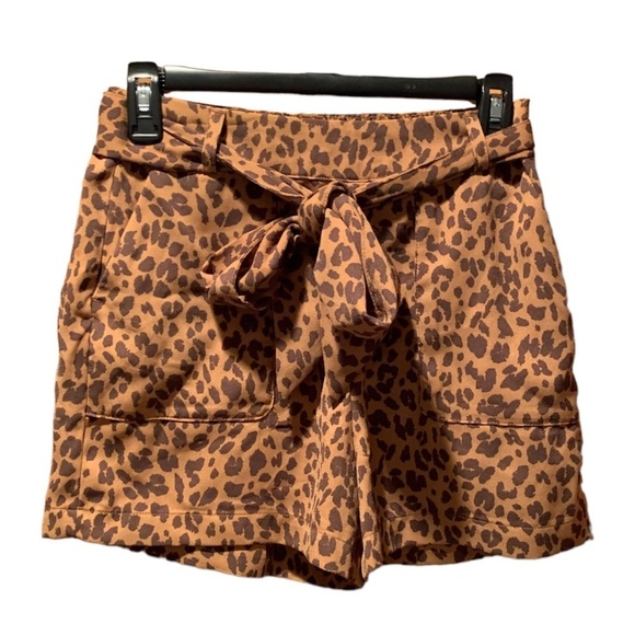 A New Day Leopard Print Shorts with Tie Belt XS - Picture 1 of 6